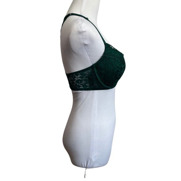 VICTORIA'S SECRET FOREST GREEN VERY SEXY PUSH-UP PIGEONNANT RACERBACK LACE BRA - Picture 2 of 10